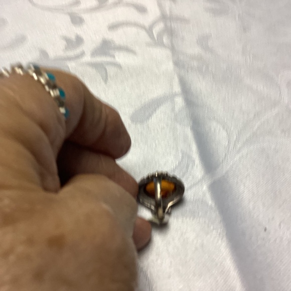 Amber sterling Victorian style ring size 5 stunning setting - Picture 7 of 15